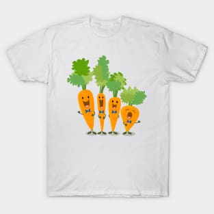 Cute funny carrot quartet cartoon illustration T-Shirt